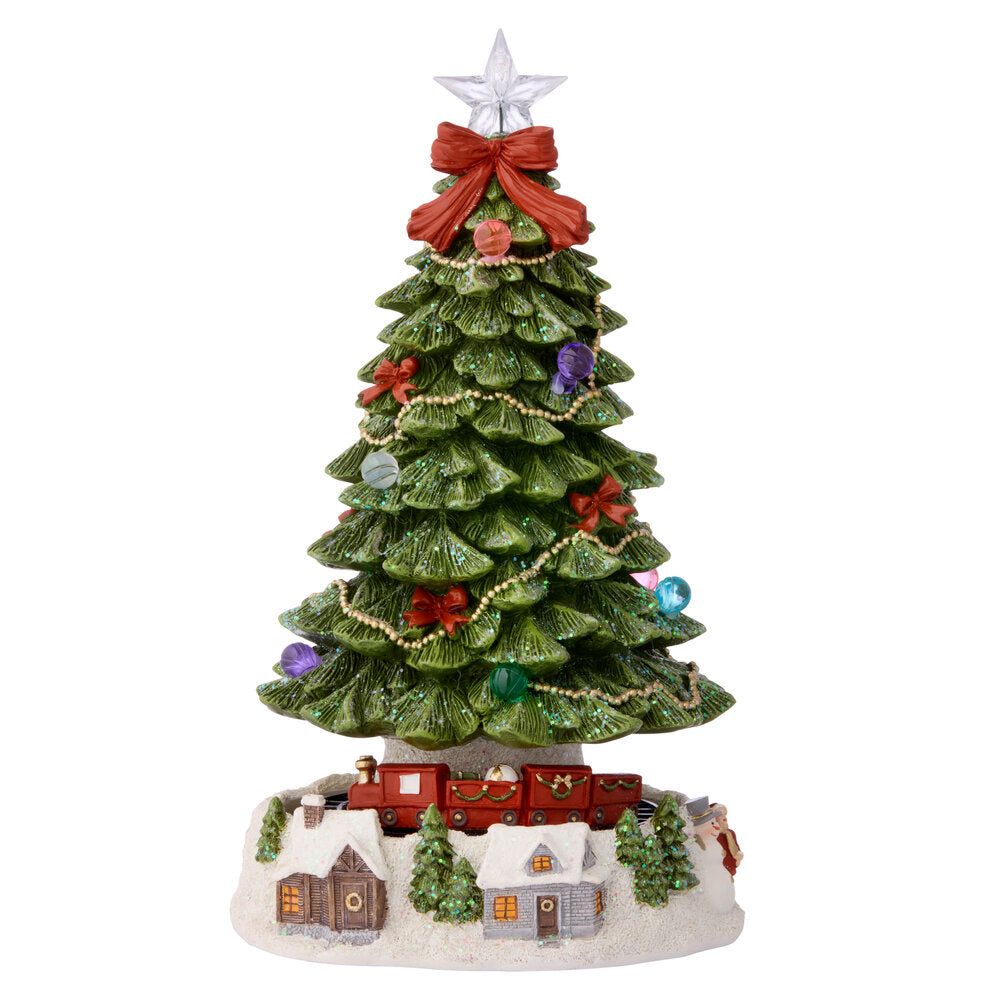 Juletræsfigur m/kørende tog lys & musik - H30 cm.